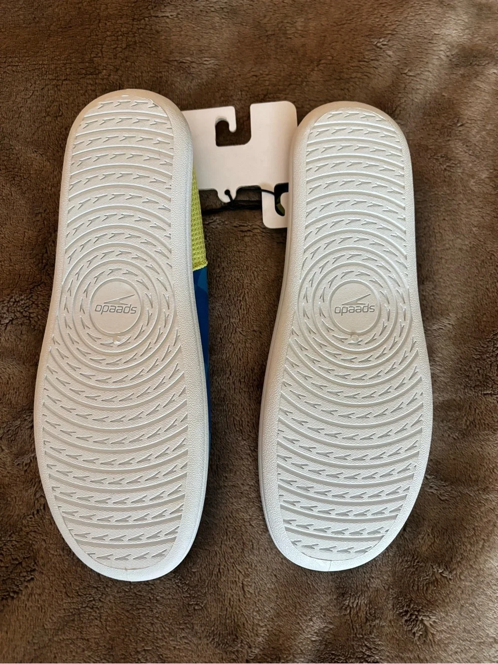 NWT Speedo Blue Check Plaid Water Shoes with Yellow Contrast